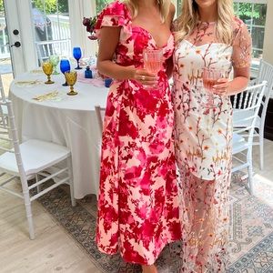 Floral one shoulder pink dress. Size Small